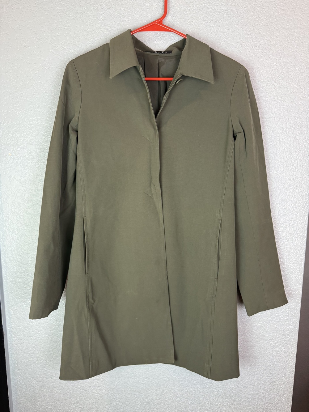 Theory Coat Womens Medium Wool Blend Hidden Button Lined Classic Jacket